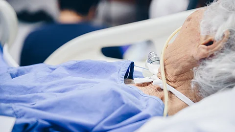 Patient do tracheostomy and ventilator in hospital