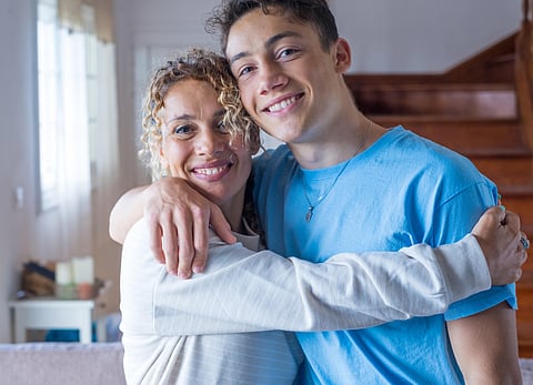 teen parent love hug