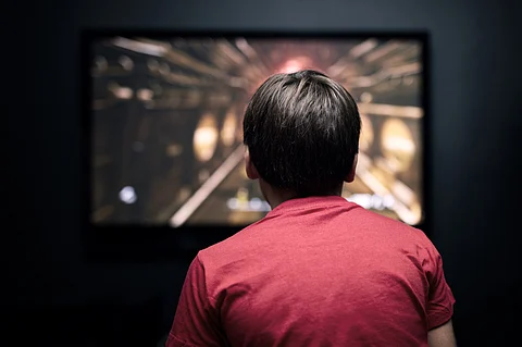 Child boy TV screen