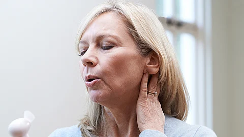 Women having hot flash, menopause