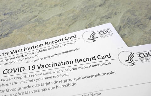 COVID-19 Vaccination Record Cards, issued by the United States CDC to indicate an individial has been vaccinated against the Coronavirus
