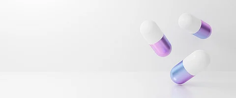 3d rendering of medical capsule pill isolated on white background. Antibiotic resistance virus.