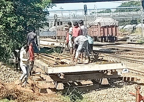 Laying of double tracks in Cabral’s Curchorem in full swing