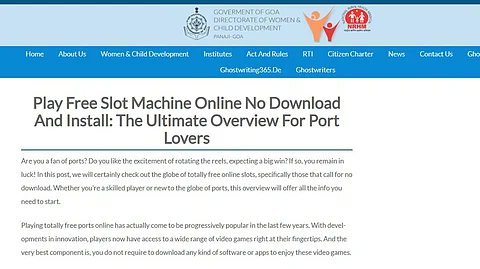 Gambling ads appeared on Goa government website