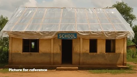 Students in Khandepar School Forced to Study Under Plastic Sheets