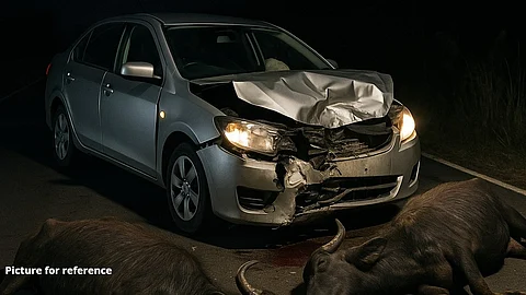 Speeding Car Kills Two Buffaloes in Kapileshwari