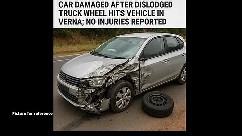 Car Damaged After Dislodged Truck Wheel Hits Vehicle in Verna; No Injuries Reported