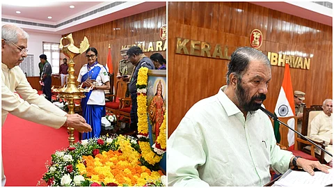 Bharat Mata with saffron flag sparks walkout by Kerala minister at Raj Bhavan