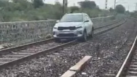 Woman Rescued After Driving Car onto Railway Tracks in Alleged Suicide Attempt Near Hyderabad