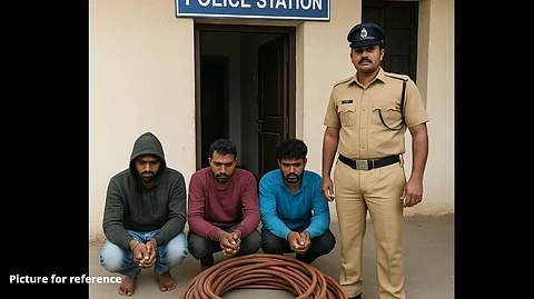 Three Caught Red-Handed Stealing Electricity Cables in Shigaon, Handed Over to Police