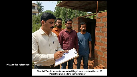 Chimbel Talathi Inspects Suspected Illegal Sale, Construction on 20-Point Programme Land in Indiranagar