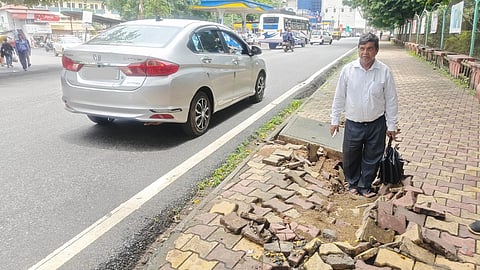 Footpath Near Margao Municipal Garden Caves In, Pedestrian Safety at Risk