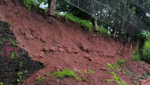 St. Britto’s School Compound Wall Collapses in Mapusa; Vehicles Damaged, Nearby House Partially Affected