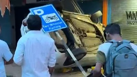 Pothole-Ridden Road Causes Taxi Overturn in Curchorem; Driver Injured