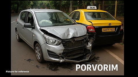 Private Car Collides with Parked Taxi at Porvorim, Driver Injured