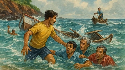 Bravery and Quick Action Rescue Four Fishermen After Boat Capsizes at Vagator-Anjuna