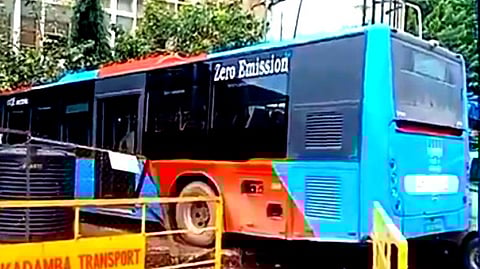 Kadamba Electric Bus Loses Control, Collides with Parked Vehicles in Panjim