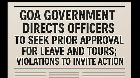 Goa Government Directs Officers to Seek Prior Approval for Leave and Tours; Violations to Invite Action