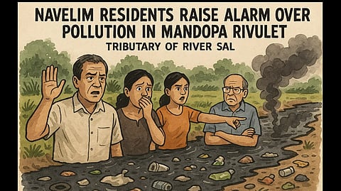 Navelim Residents Raise Alarm Over Pollution in Mandopa Rivulet, Tributary of River Sal