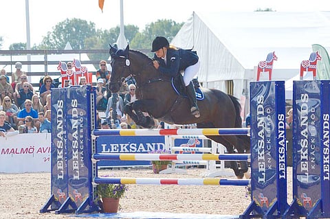 Johanna Ferrante oli suvultaan tuntemattomalla O'Learys Jetillä esimmäinen ei-sijoittunut tänään poni-EM:issä Malmössa.