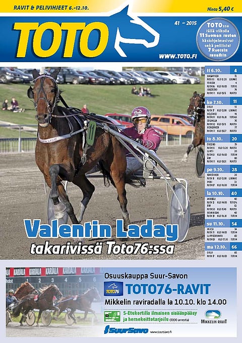 TOTO-lehdessä 18 ravien lähtölistat