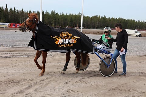 Kuusivuotias tamma Navitar otti uransa avausvoiton Powerparkin paikallisraveissa, ohjissa Veli-Erkki Paavola.