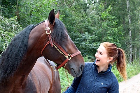 Hanna Lepistön valmentama Promptus on hyvä ideavarma. Kuvassa oleva hevonen on One Direction.