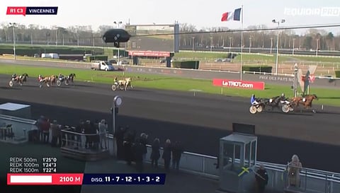 Vincennesin kylmäveriottelun toinen näytös nähtiin torstaina. Voiton vei - kukapa muu kuin suomenhevonen. (Kuva: Equidia Live)