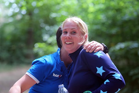 Pauliina Swindells onnitteluhalauksessa aiemmin kesällä.