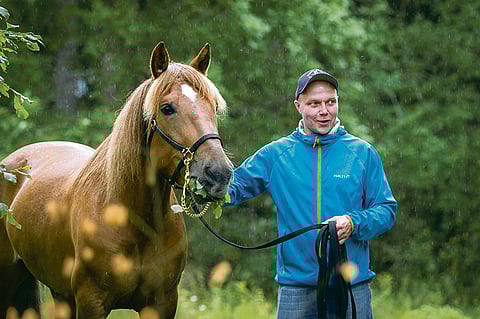Tero Pohjolaisen tallin Black Vanity on Vermon kierroksen ideahevonen. Arkistokuvassa valmentaja Hetviinan kanssa.