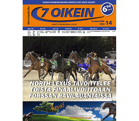 7 oikein -lehden numero 14 kannessa juoksee Pilvenmäellä starttaava North Lexus. Kuva: Pekka Salonen.