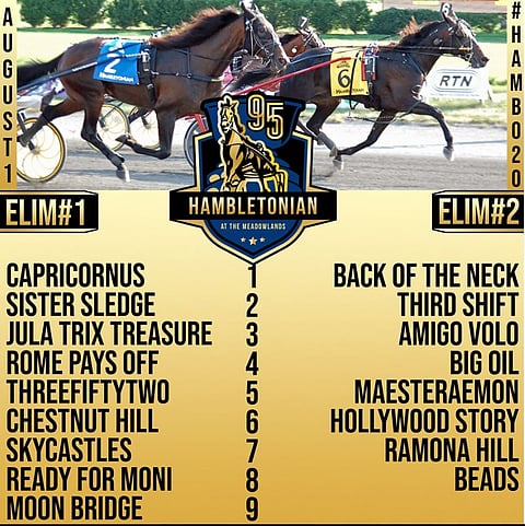 95. Hambletonianin radat on arvottu, Moon Bridge starttaa karsintojen suurimmalla numerolla. (Kuva: Hambletonian Society facebook)