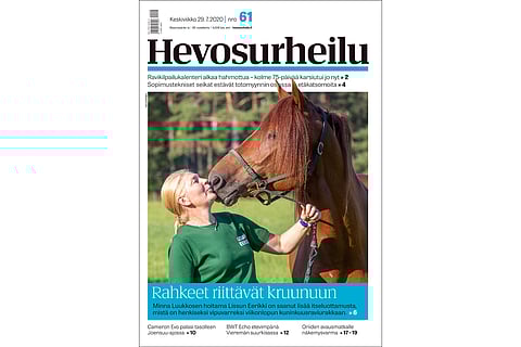 Minna Luukkonen hoitaa Lissun Eerikkiä, joka osallistuu viikonloppuna elämänsä ensimmäiseen kuninkuuskilpailuun. Kannen kuva: Anu Leppänen