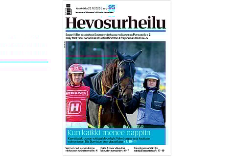 Eija Sorviston valmentama Moonlight Velvet tienasi Killerin Kasvattajakruunusta uransa suurimman palkinnon 30 000 euroa. Kannen kuva: Anu Leppänen.