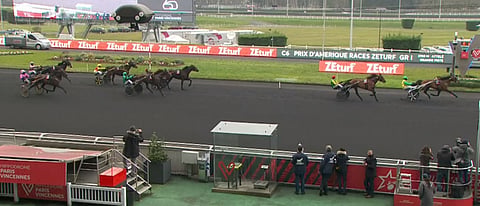 Face Time Bourbon voittaa Prix d'Amériquen. Kuva: Equidia
