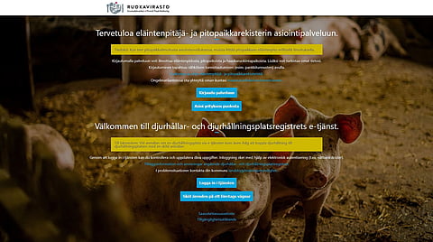 Pitopaikkailmoituksen voi taas tehdä verkossa. Kuvakaappaus sovelluksen etusivulta.