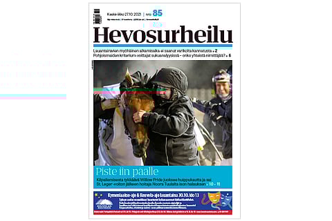 Willow Pride voitti nuoremmat kilpasiskonsa St Legerissä ja sai hoitajaltaan Noora Tuulalta lämpimän halauksen. Kannen kuva: Anu Leppänen