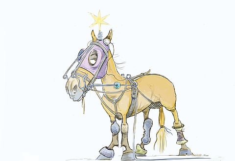 Ihan joulukuusena? Ravihevosella on aina startissa suitset, joissa on kuolaimet ja ohjat, sekä silat, joissa on oltava rintaremmi, häntäremmi sekä kärryihin kiinnitettävä varmuusremmi. Muita varusteita käytetään tarpeen mukaan.