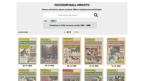 Hevosurheilun arkistosta löytyy 110 000 sivua hevosasiaa.