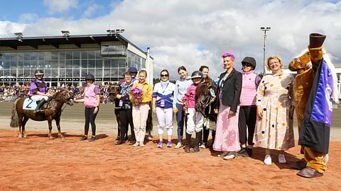 Saphiraa oli onnittelemassa iso joukko Suomen Hippoksen hallituksen jäsenen Tiina Kuosmasen johdolla.