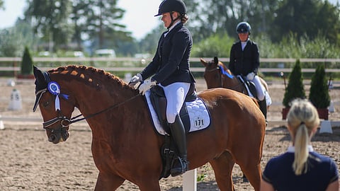 Sanccione otti johdon 75 prosentilla koulu-Breedersin ensimmäisessä osakilpailussa, vaativassa B:ssä.