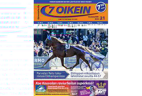 Torstaisin ilmestyvässä 7 oikein -lehdessä on käsiohjelmasivut kaikkiin manner-Suomen totoraveihin torstaista keskiviikkoon sekä pelilistat Ruotsin päivän pääpeliin torstaista maanantaihin. Tällä viikolla Elitloppet-viikonlopulle on perjantaille Toto65-kohteiden sekä lauantaille ja sunnuntaille kaikkien totolähtöjen käsiohjelmasivut.