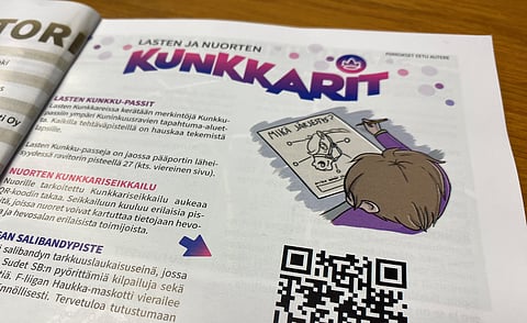 Lasten ja nuorten Kunkkariseikkailu toteutetaan QR-koodilla, joka löytyy käsiohjelmasta sivulta 13.