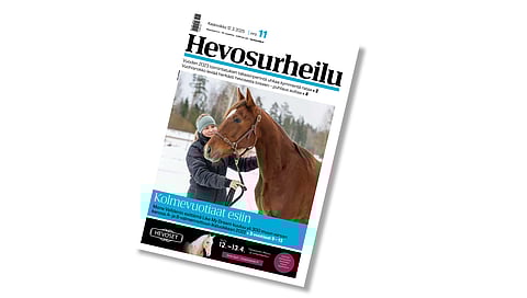 Hevosurheilun kansikuvassa kolmevuotias Like My Dream ja Mona Vallden.