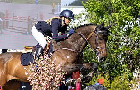 Annina Nordström ja Fuzhou saivat ulkokauden mallikkaasti alkuun. Kuva Drammenin nations cup -radalta.