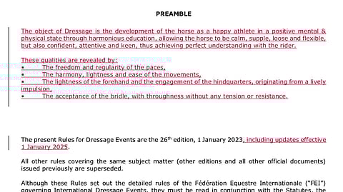 FEI:n vuoden 2025 sääntöihin lisätty kappale on hyvin selkeä.