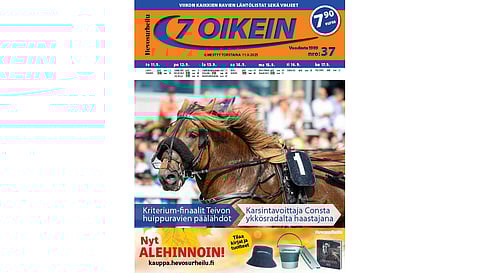 7 oikein -lehdessä julkaistaan kotimaan ravien käsiohjelmasivut vihjeineen ja tallikommentteineen torstaista keskiviikkoon ja Ruotsin pääpelin kohdelähtöjen käsiohjelmasivut torstaista maanantaihin, kun ilmoittaumispäivät ovat normaalit. Tiistain ja keskiviikon Ruotsin pääpelien käsiohjelmasivut A4-koossa ovat ladattavissa verkosta, linkki näköislehdessä. Kansikuva Anu Leppänen.