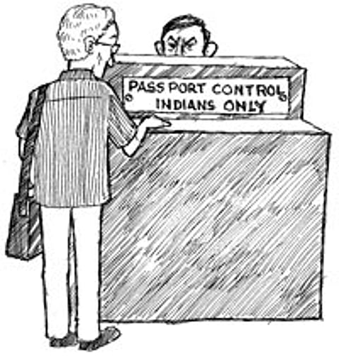 At the immigration line