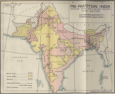 Map of India taken from Report on the last Viceroyalty, Rear-Admiral The Earl Mountbatten of Burma, 22 March to 15 August 1947. Photo: The British Library