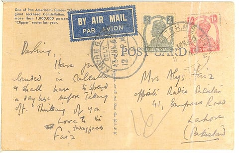 A postcard from Faiz to his wife Alys.